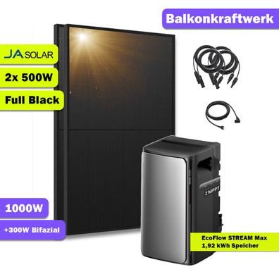 1000W Balkonkraftwerk Bifazial mit All-in-One Speicher EcoFlow Stream Max 1,9kWh