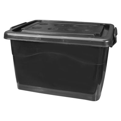 Aufbewahrungsbox, Rollenbox, mit Deckel, 40 Liter, schwarz, Kiste, Kunststoff (22257)