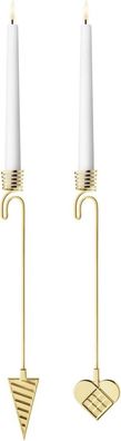 Georg Jensen CC 2025 Candleholder SET HEART & CORNET 18 KT GOLD PLATED 10020825