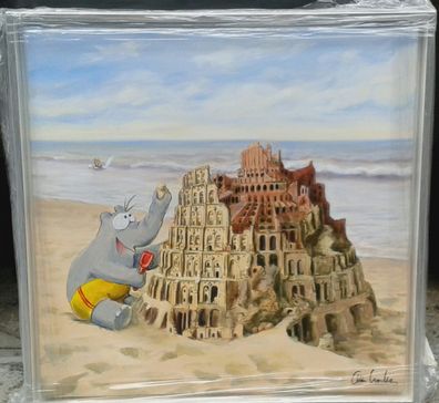 Original Otto Waalkes Giclée Siebdruck Turmbau von Bärbel gerahmt - Auflage nur 199