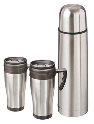 Travelling-Set „Tom“ Edelstahl doppelwandig thermoisoliert 2x Auto-Isolierbecher
