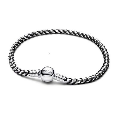 Armband 18 cm - Silber - Schwarzes Kordelband