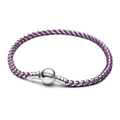 Armband 18 cm - Silber - Lila Kordelband