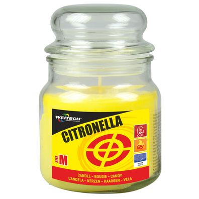 Weitech Zitronella Kerze, 340 g für 65 Stunden - zur Abwehr von Mücken