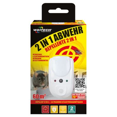 Weitech 2in1 Ratten- und Mäuseabwehr - Ultraschall und Elektromagnetisch