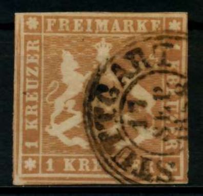 Württemberg Ausgabe VON 1857 Nr 6b gestempelt gepr. X7112CE
