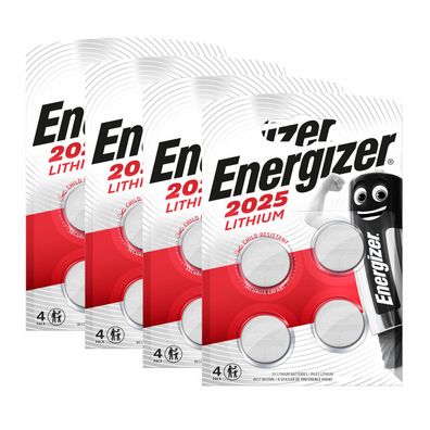 4x Energizer CR 2025 CR2025 3V Batterie Lithium Knopfzelle DL2025 im 4er Blister