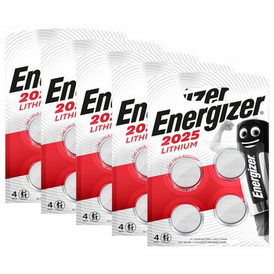 5x Energizer CR 2025 CR2025 3V Batterie Lithium Knopfzelle DL2025 im 4er Blister