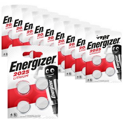 10x Energizer CR 2025 CR2025 3V Batterie Lithium Knopfzelle DL2025 im 4er Blister