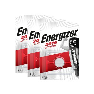 3x Energizer CR 2016 CR2016 3V Batterie Lithium Knopfzelle DL2016 Blister