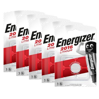 5x Energizer CR 2016 CR2016 3V Batterie Lithium Knopfzelle DL2016 Blister