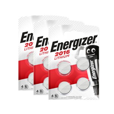 3x Energizer CR 2016 CR2016 3V Batterie Lithium Knopfzelle DL2016 4er Blister