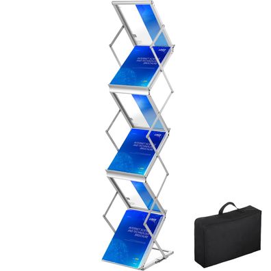 VEVOR Literaturständer 6 Taschen Pop-Up Aluminium Magazinständer silber