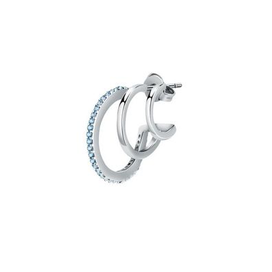 Triple single earrings with blue crystals LPS02AQM21