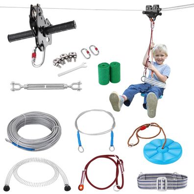 VEVOR Zipline Seilrutsche Set 24,38 m bis 150 kg mit Federbremse