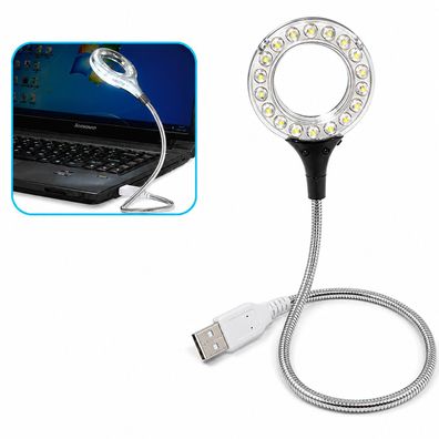 C55 USB LED Buchlampe Leselampe 18x LED 360° flexibel Schwanenhals für PC Laptop
