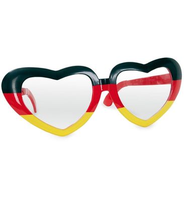 FRIES Fan Brille Riesenbrille Herzen 23 cm Deutschland Schwarz-Rot-Gold