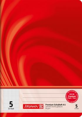 Brunnen 104550502 Schulheft Vivendi A5 5 mm kariert, Lin. 5 rot