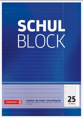 Brunnen 1052525 Block "Schulblock" A4 liniert, mit Rand, Lin. 25