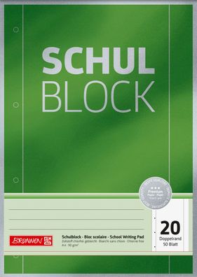 Brunnen 1052630 Schulblock Premium A4 unliniert, mit Doppelrand