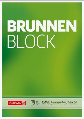 Brunnen 1052756 Briefblock „BRUNNEN-Block“, A4, 50 Blatt, Lineatur 20, grün