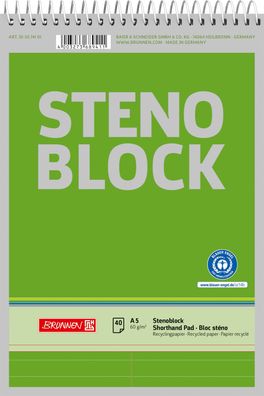 Brunnen 105574101 Stenoblock A5 mit roter Mittellinie Deckblatt: grün
