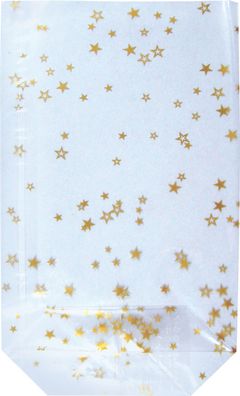 Heyda 203089252 Bodenbeutel "Sterne" 145 x 235 mm klar mit goldenen Sternen