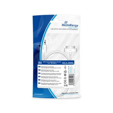 MediaRange MRCS181 USB-Kabel USB 2.0 auf Apple Dock® (30-polig) Stecker, 1,0 m, weiß
