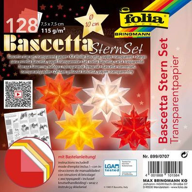 folia 899/0707 Faltblätter Bascetta-Stern 75 x 75 mm transparent , 4 x 32 Blatt