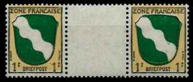 FRANZ. ZONE ALLG. AUSG. Nr 1ZbzZW postfrisch ZW-STEG PA X7BD276