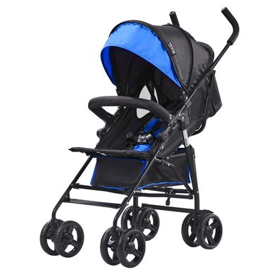 VEVOR Kinderwagen leicht klappbar Karbonstahl Verdeck Schwarz/Blau