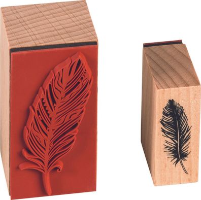 3X Heyda 204888685 Stempel-Set „Federn“, B/H/T: 120 mm × 30 mm × 100 mm