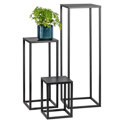 B-Ware bremermann Blumenhocker 3er-Set, Metall-Blumenständer, Blumensäule schwarz