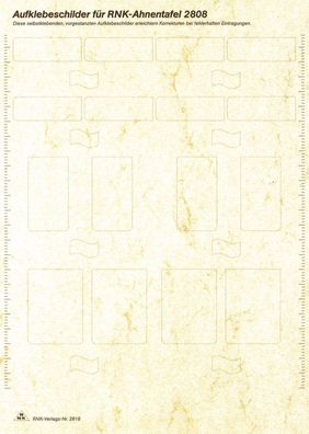 5x RNK Verlag 2818 Aufklebeschilder für Schmuck-Ahnentafel "Skizzierter Baum", DIN A4