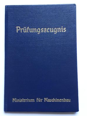 DDR Prüfungszeugnis 1959 Ministerium für Maschinenbau Schiffswerft Neptun
