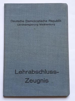 DDR Lehrabschlußzeugnis 1950 Bauschlosser Neubrandenburg