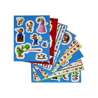Super Mario Aufkleber Stickerbogen Mehrfarbig 16,6 x 22,3 cm Kinder Basteln Dekora