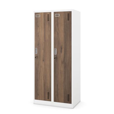 Vierfächer-Personalschrank, weiß/Nussbaum: Eco Design KACPER, 800 x 1800 x 500 mm