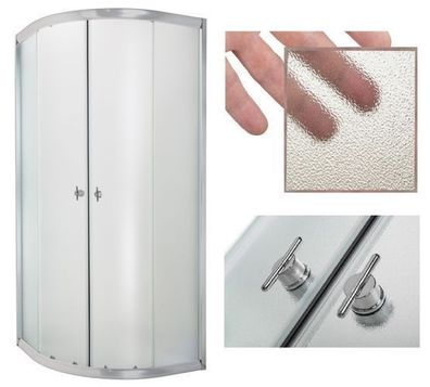 Duschkabine Duschabtrennung Viertelkreis Chrom Marbella 80x80 180 cm Gefrorenen Glas
