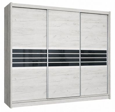 Schiebeschrank TURIN 250 cm, Kleiderschrank, Schiebetürenschrank, Glas, Modern