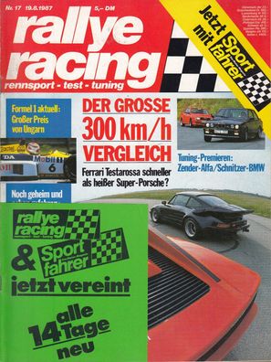 Rallye Racing 17 / 1987, Ferrari, Porsche, Alfa, BMW, Lamborgini, Formel 1, TW,