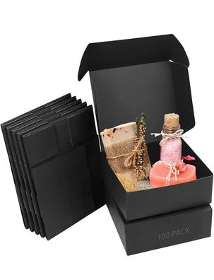 Kurtzy Schwarze Karton Geschenkbox mit Deckel (100er Pack) - 12 x 12 x 5 cm