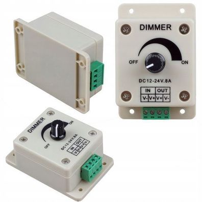 Rosfix LED Dimmer 12–24V 8A – Manuelle Helligkeit | 96W, 89×60×55 mm