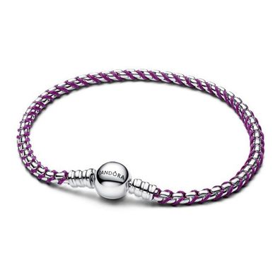 Armband 19 cm - Silber - Lila Kordelband