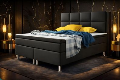 Boxspringbett Bett 180x200 cm Kunstleder Schwarz Doppelbett Schlafzimmer