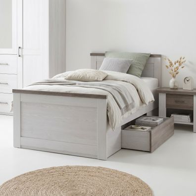 Komfortbett 100x200 Einzelbett weiss trüffel dekor #4292