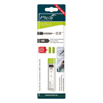 Pica Fine Dry Graphitmine HB + 2 Ersatzradierer