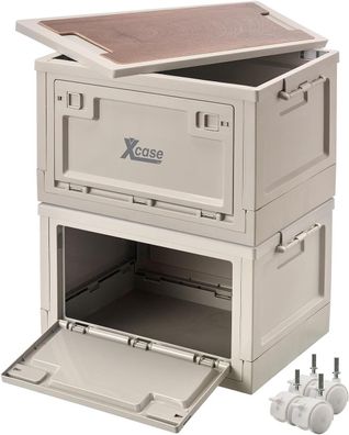 NEU 2er Set Boxen Deckel Rollen MDF Ablage 30L faltbar für Outdoor Keller Haus