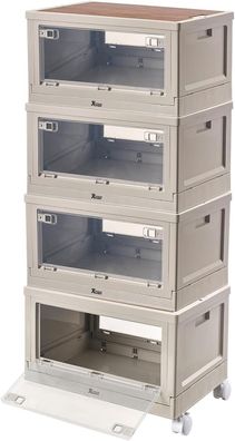 NEU 4er Set Boxen Deckel Rollen MDF Ablage 55L faltbar für Outdoor Keller Haus