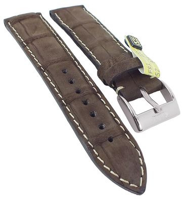 Kaiman Nubukleder Uhrenarmband | Kaiman-Leder, dunkelbraun, matt 30386